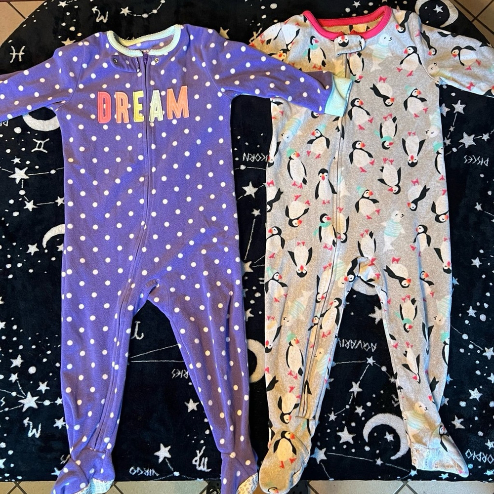 Fleece zip up footie pajamas 2T